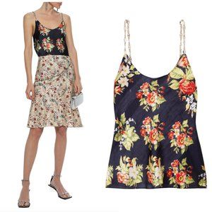 PACO RABANNE Chain trim Floral print tank top F 38 US 6